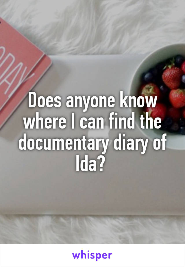 Does anyone know where I can find the documentary diary of Ida? 