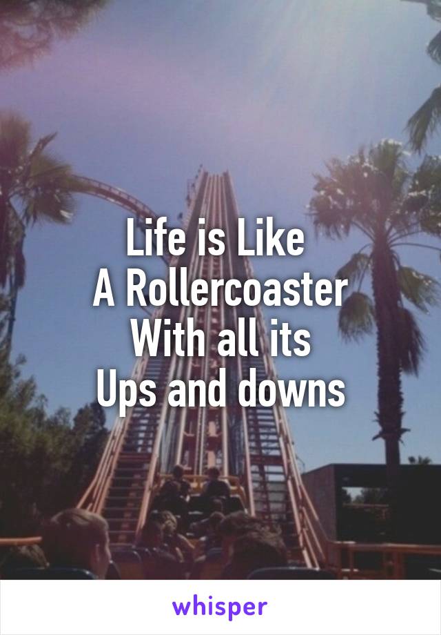 Life is Like 
A Rollercoaster
With all its
Ups and downs