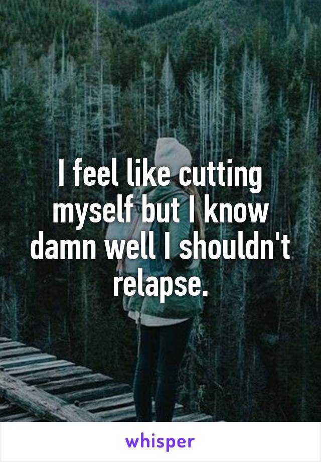 I feel like cutting myself but I know damn well I shouldn't relapse.