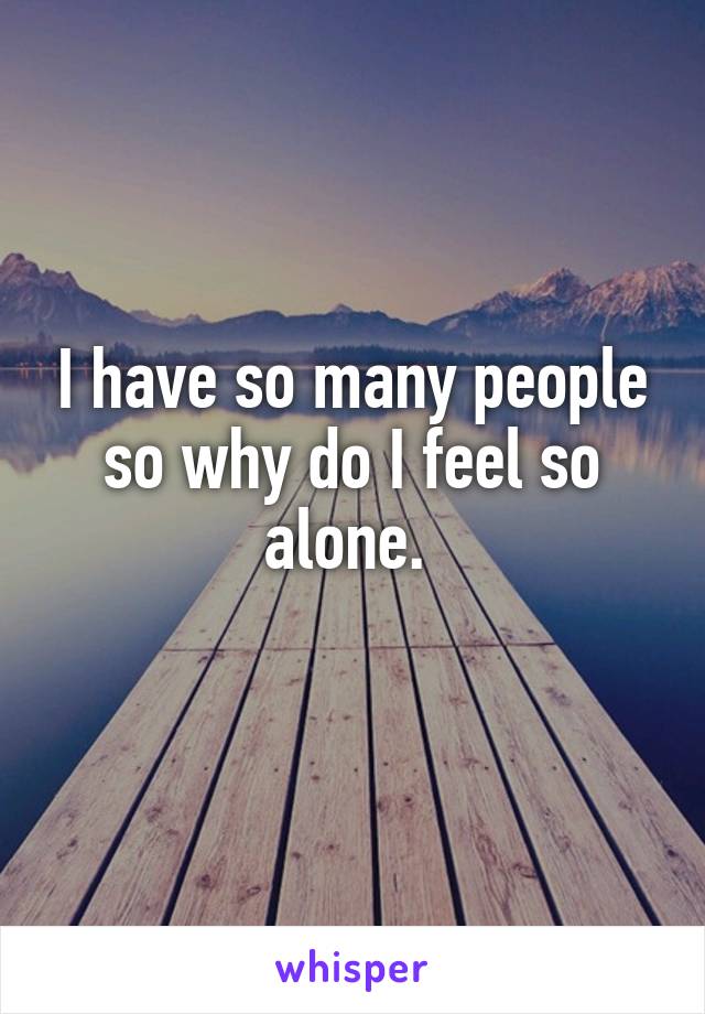 I have so many people so why do I feel so alone. 
