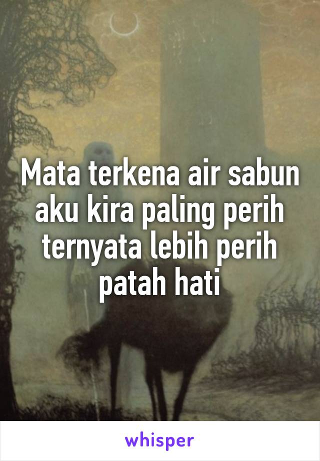 Mata terkena air sabun aku kira paling perih ternyata lebih perih patah hati