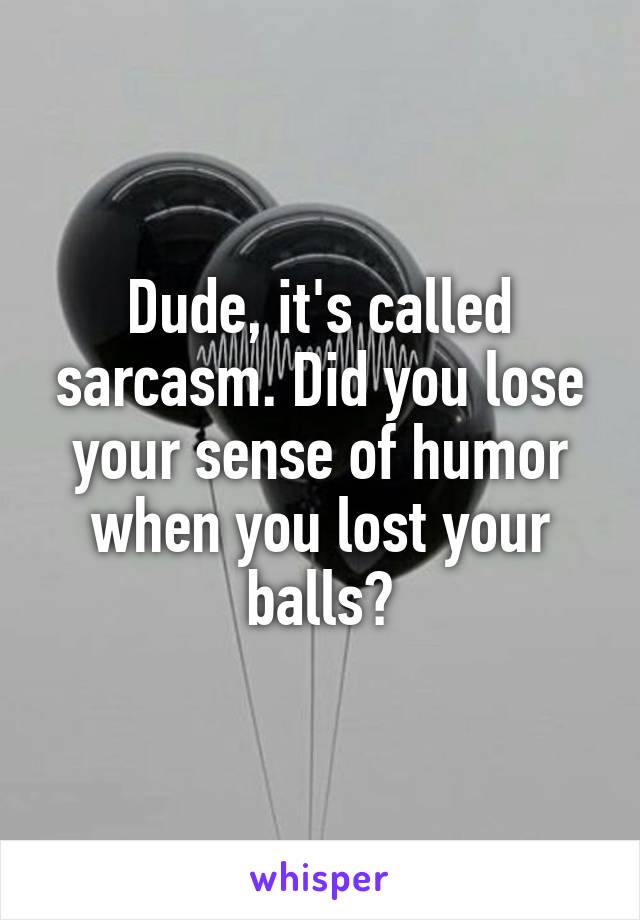 Dude, it's called sarcasm. Did you lose your sense of humor when you lost your balls?