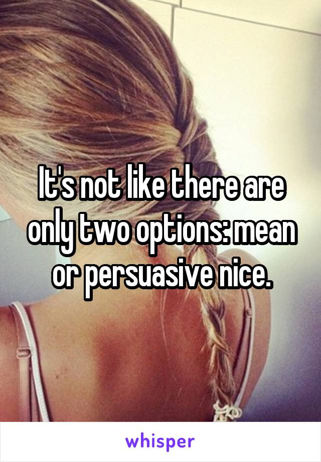 It's not like there are only two options: mean or persuasive nice.