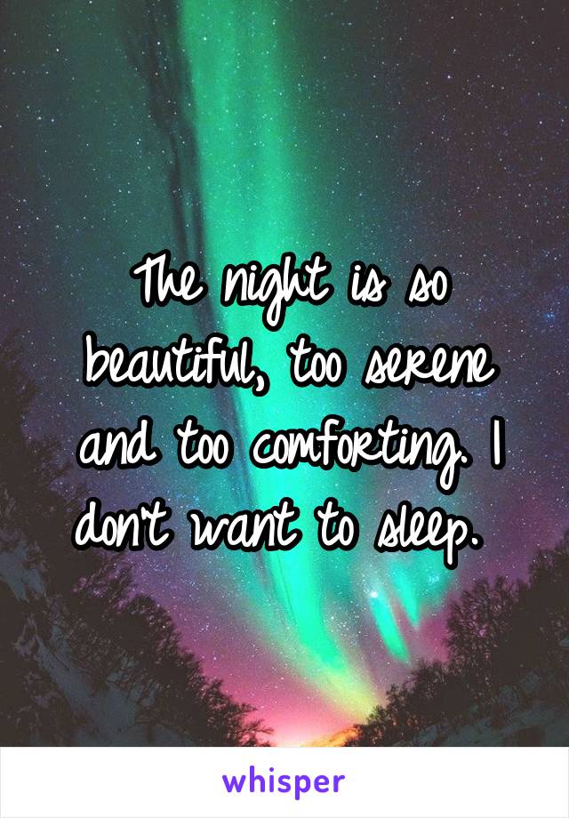 The night is so beautiful, too serene and too comforting. I don't want to sleep. 