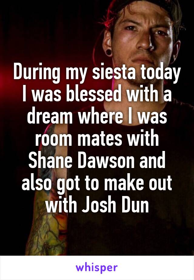 During my siesta today I was blessed with a dream where I was room mates with Shane Dawson and also got to make out with Josh Dun