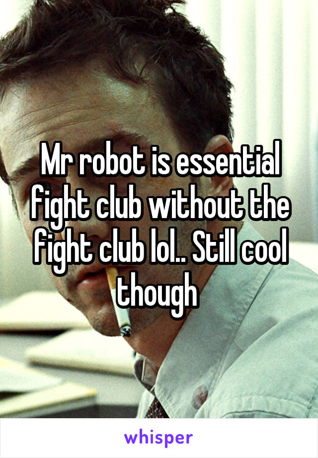 Mr robot is essential fight club without the fight club lol.. Still cool though 