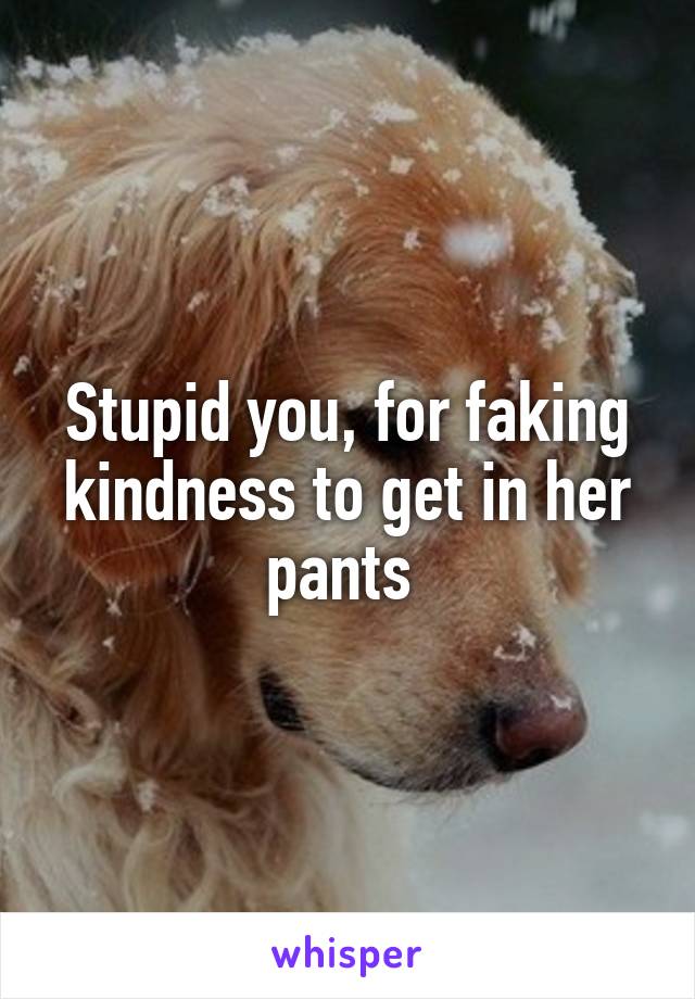 Stupid you, for faking kindness to get in her pants 