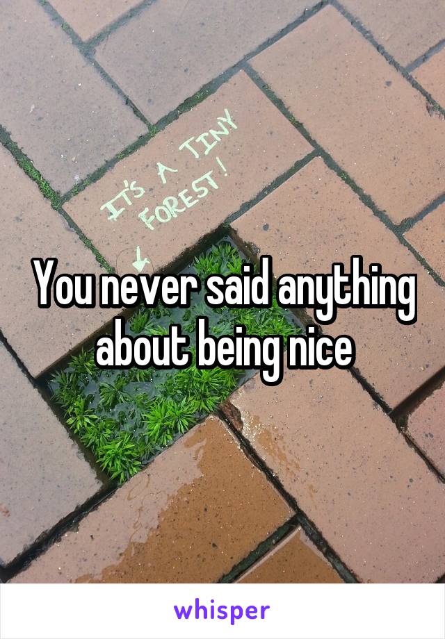 You never said anything about being nice