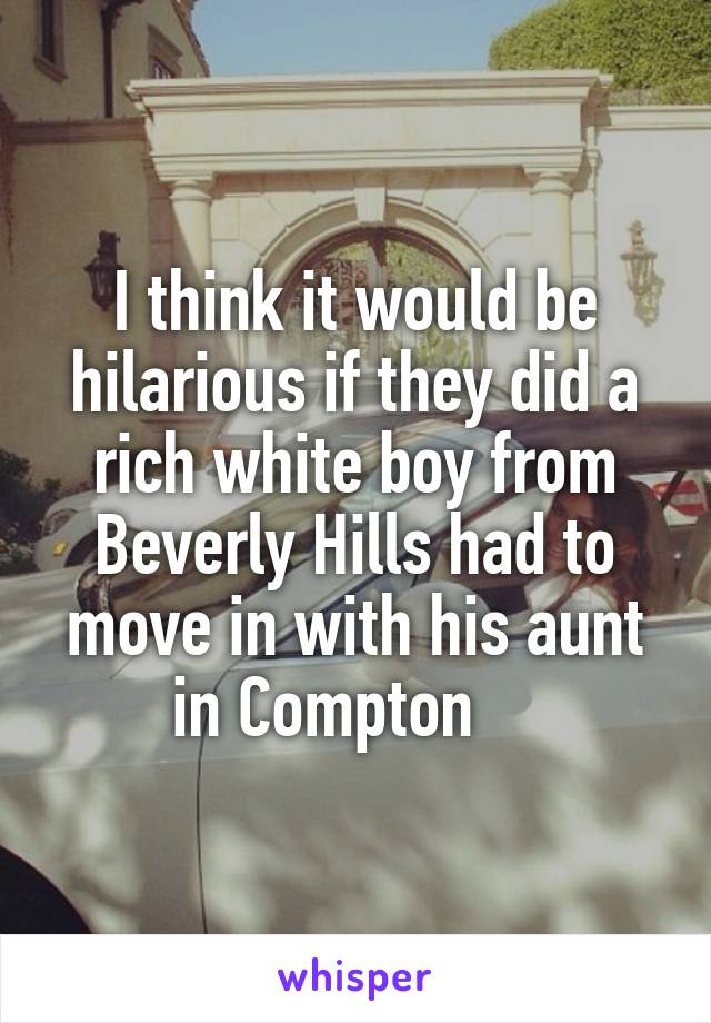 I think it would be hilarious if they did a rich white boy from Beverly Hills had to move in with his aunt in Compton    