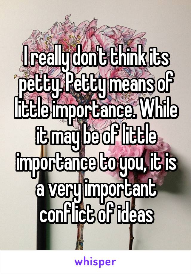 I really don't think its petty. Petty means of little importance. While it may be of little importance to you, it is a very important conflict of ideas