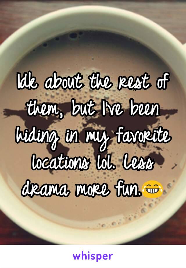 Idk about the rest of them, but I've been hiding in my favorite locations lol. Less drama more fun.😂