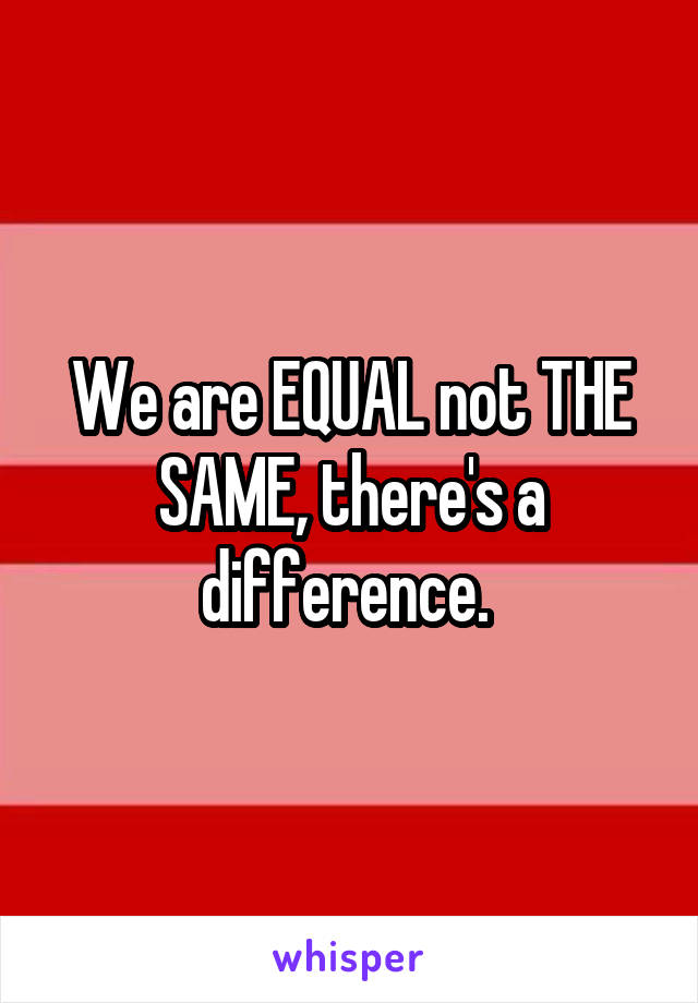 We are EQUAL not THE SAME, there's a difference. 