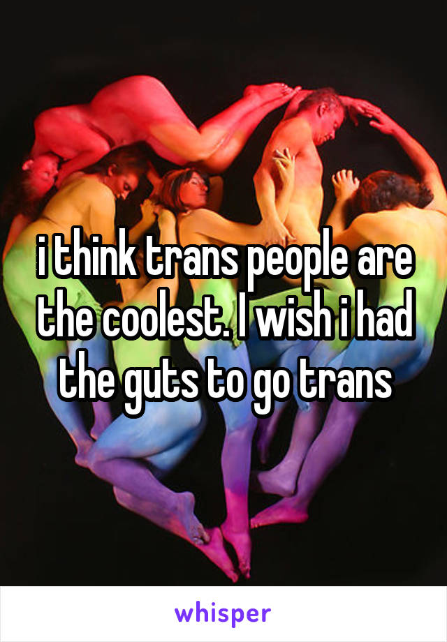 i think trans people are the coolest. I wish i had the guts to go trans
