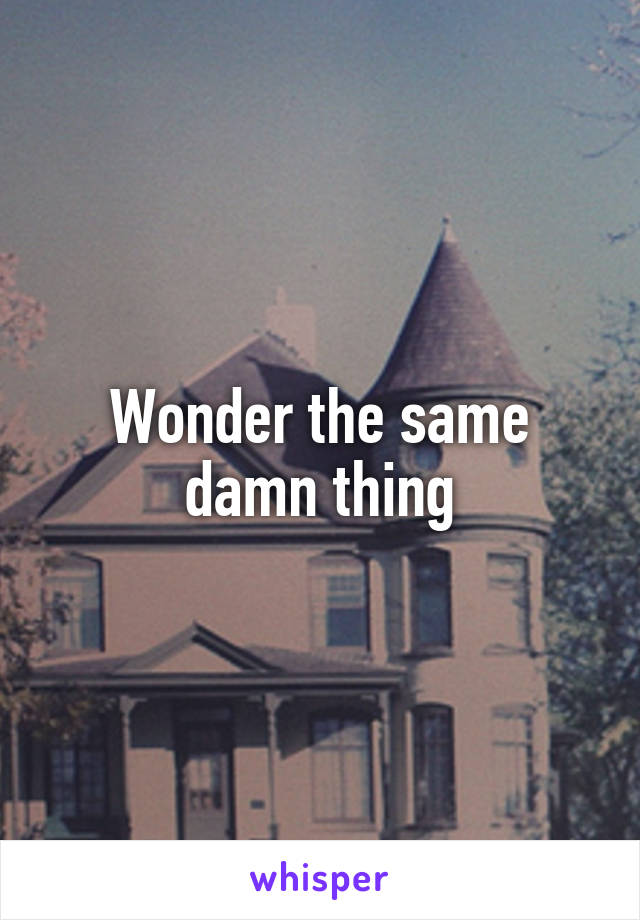 Wonder the same damn thing