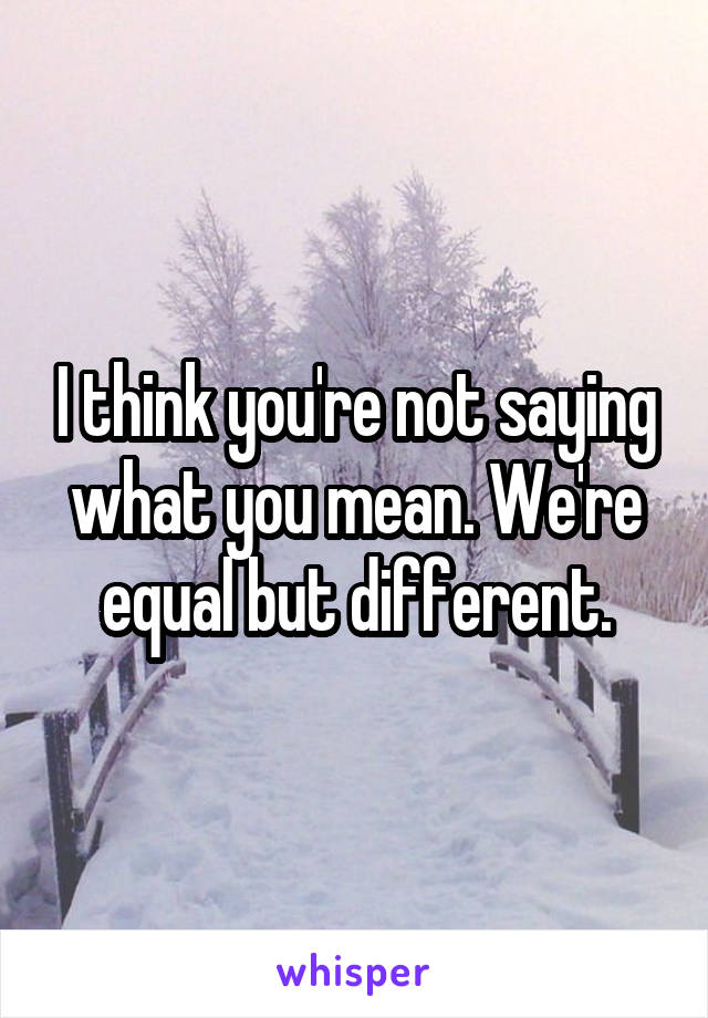 I think you're not saying what you mean. We're equal but different.