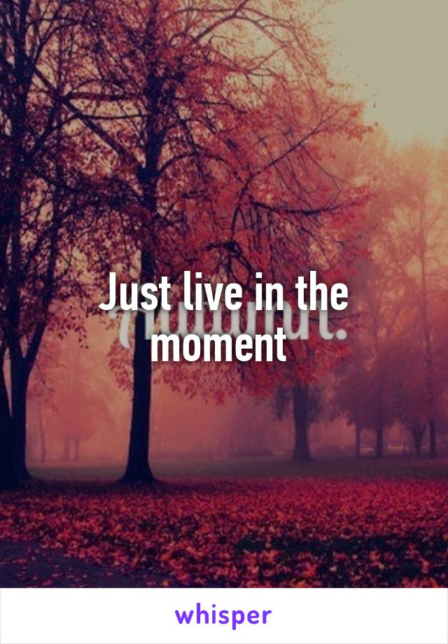 Just live in the moment 