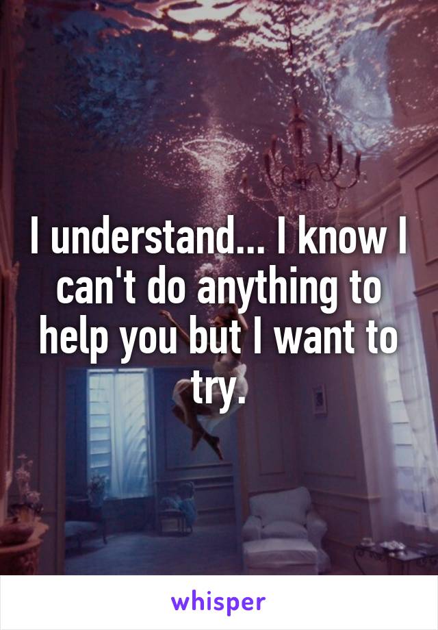 I understand... I know I can't do anything to help you but I want to try.