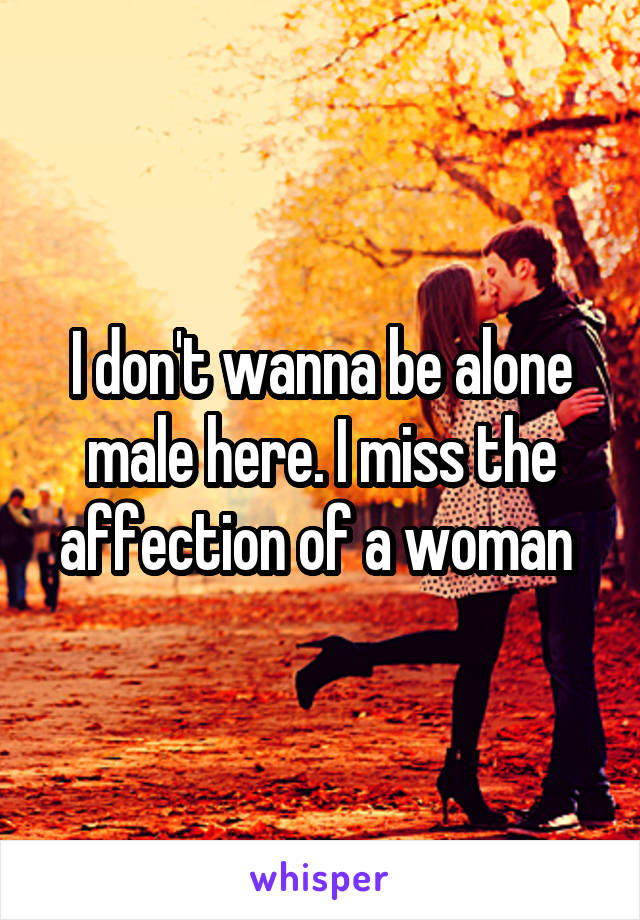 I don't wanna be alone male here. I miss the affection of a woman 