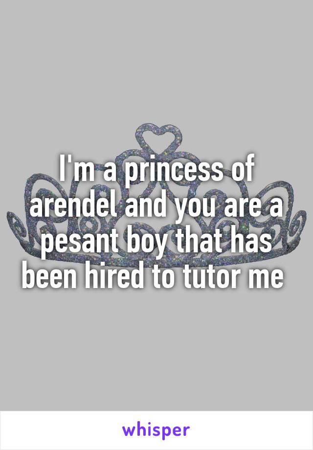 I'm a princess of arendel and you are a pesant boy that has been hired to tutor me 