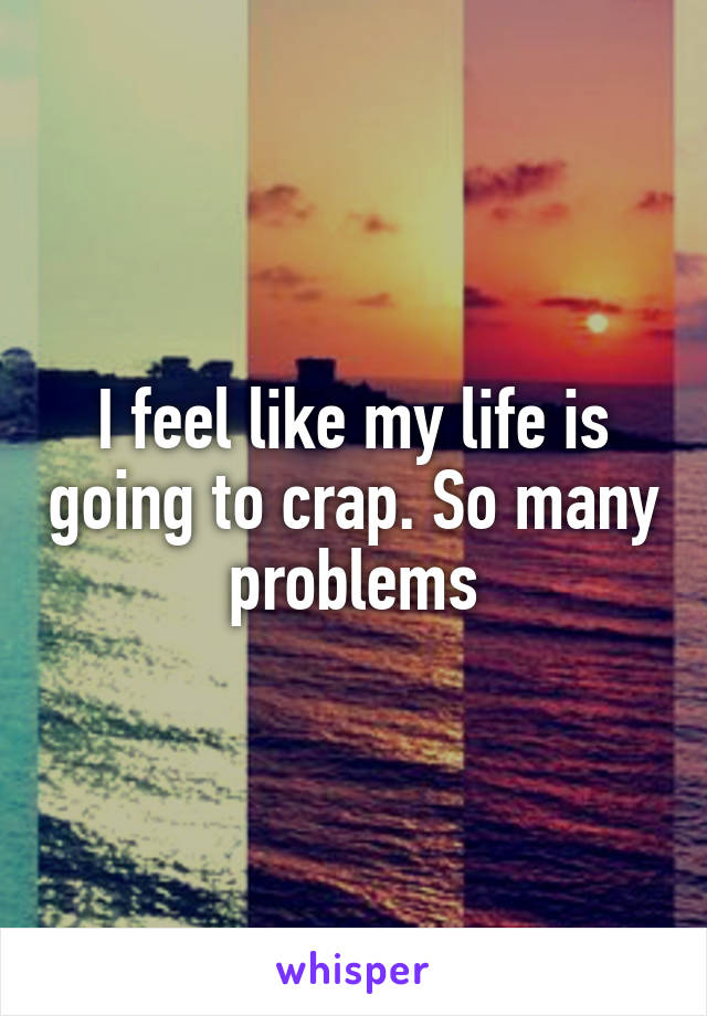 I feel like my life is going to crap. So many problems