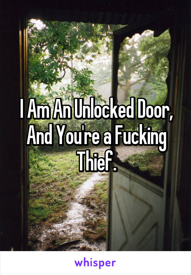 I Am An Unlocked Door, And You're a Fucking Thief.