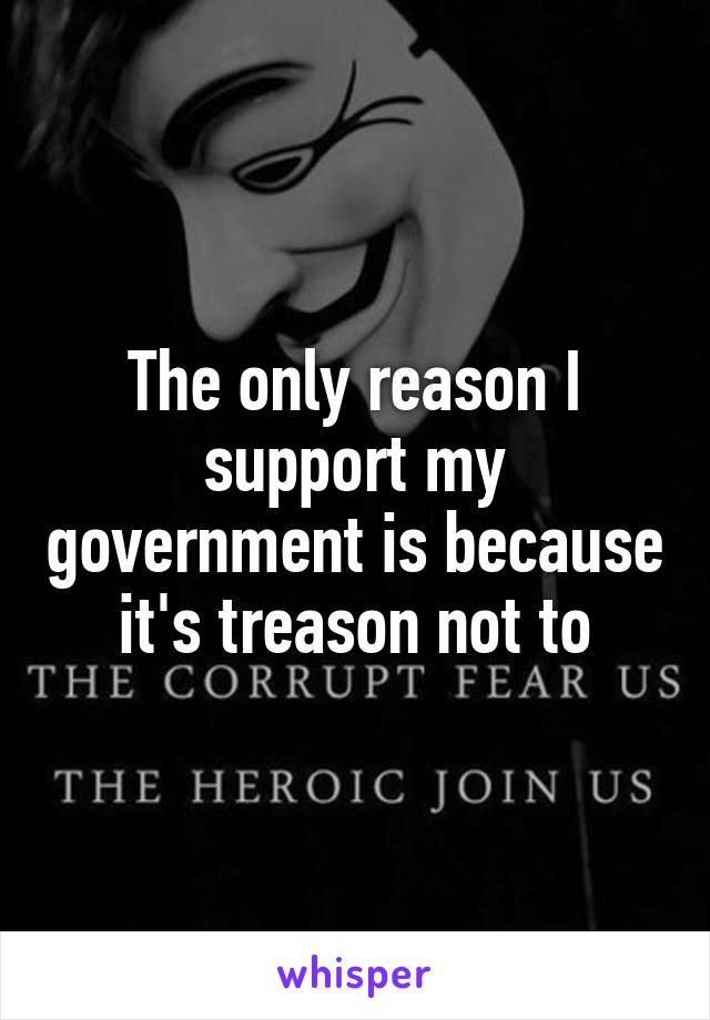 The only reason I support my government is because it's treason not to