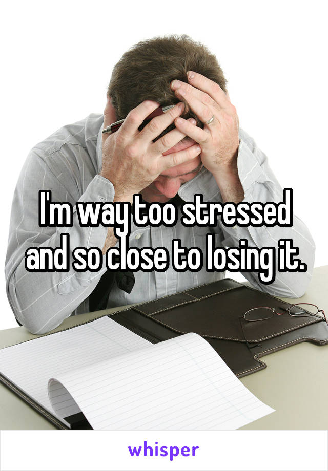 I'm way too stressed and so close to losing it.