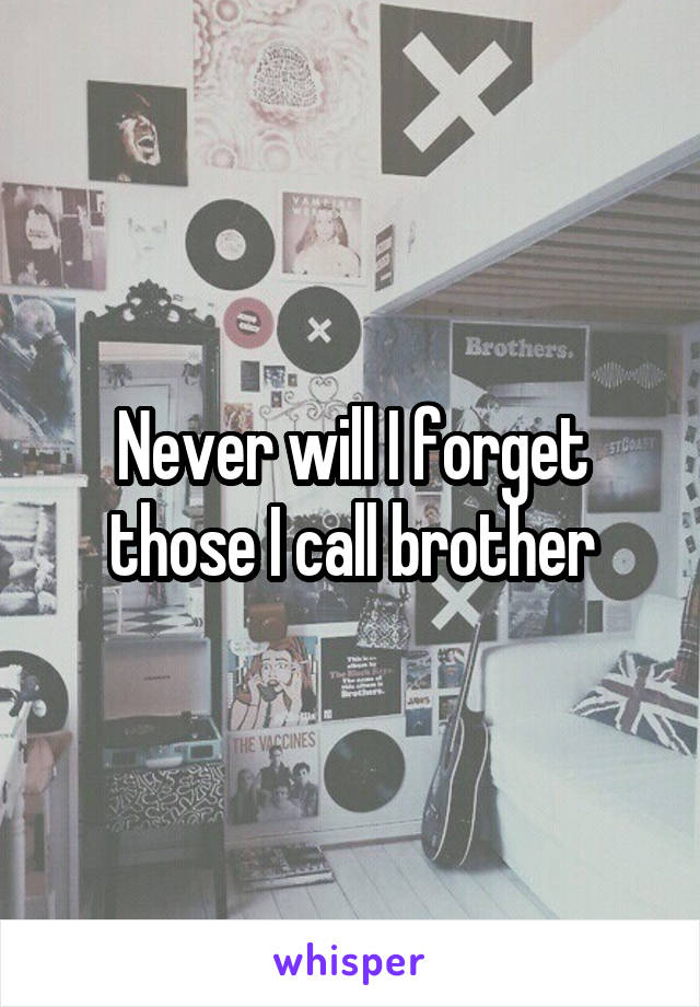 Never will I forget those I call brother