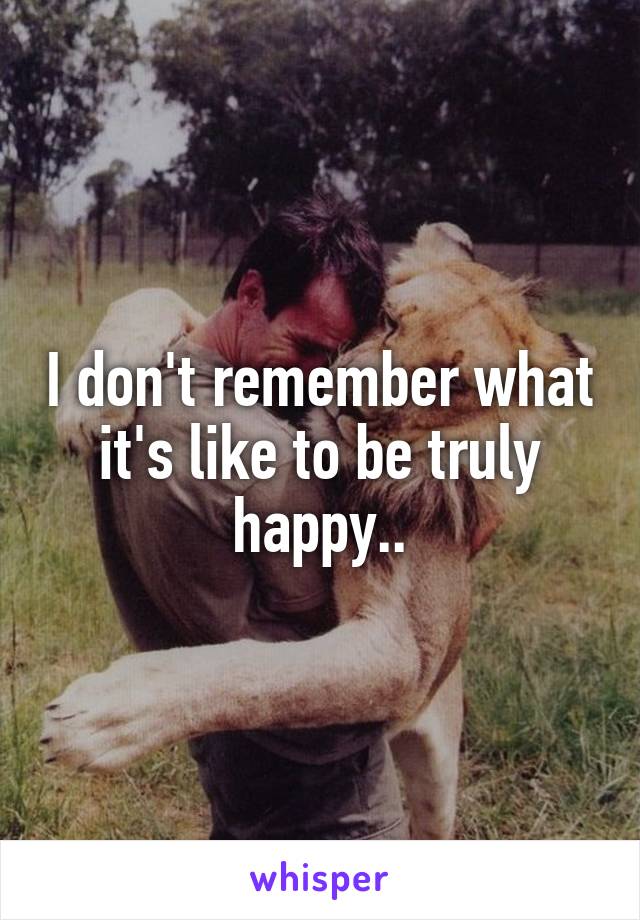 I don't remember what it's like to be truly happy..