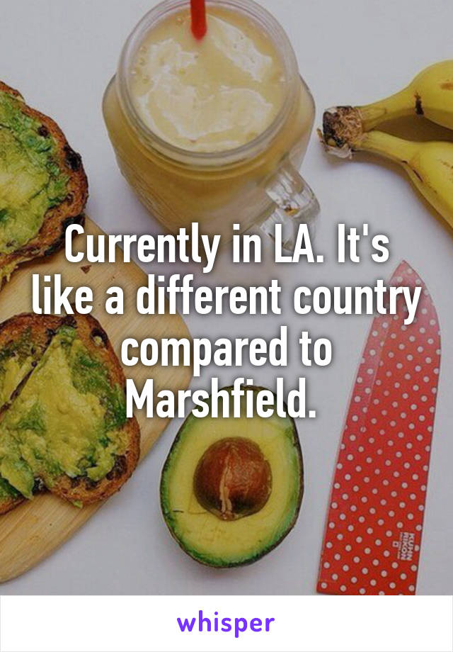 Currently in LA. It's like a different country compared to Marshfield. 