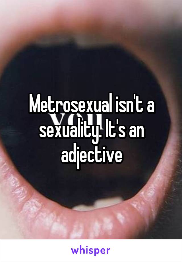 Metrosexual isn't a sexuality. It's an adjective