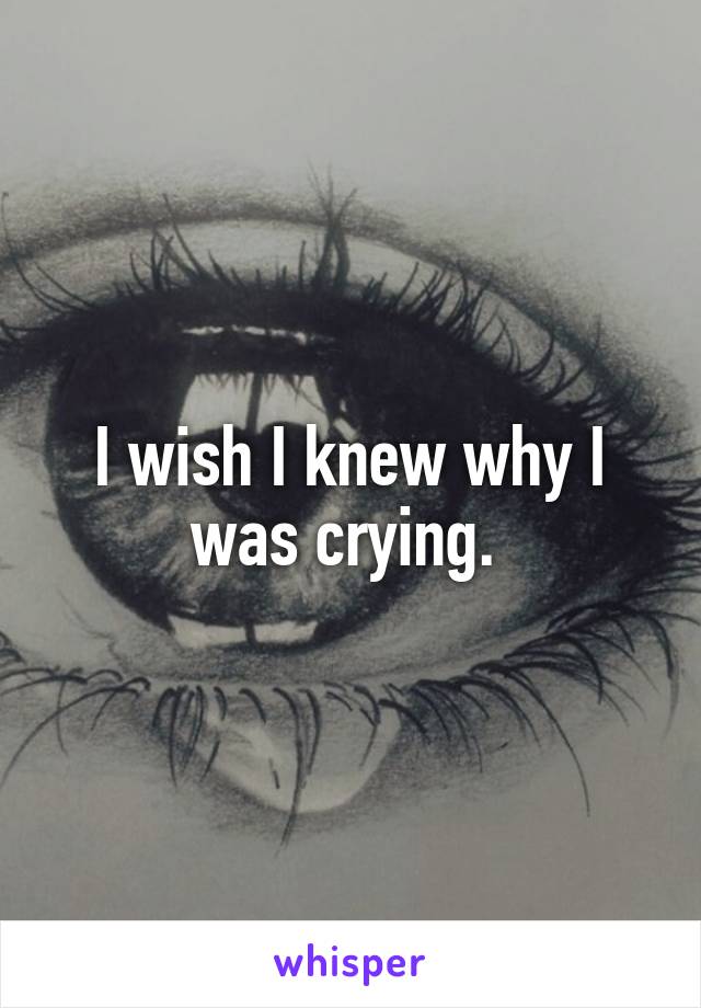 I wish I knew why I was crying. 