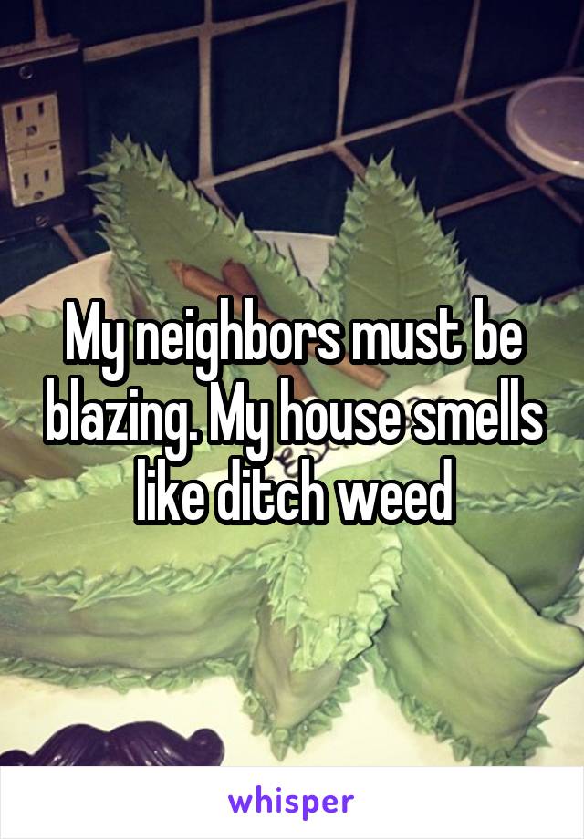 My neighbors must be blazing. My house smells like ditch weed