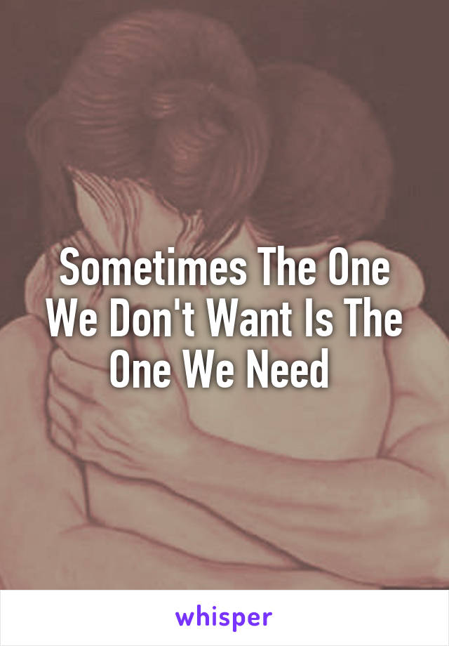 Sometimes The One We Don't Want Is The One We Need 