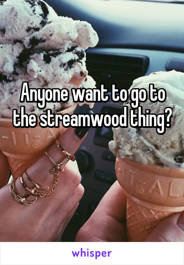 Anyone want to go to the streamwood thing?

