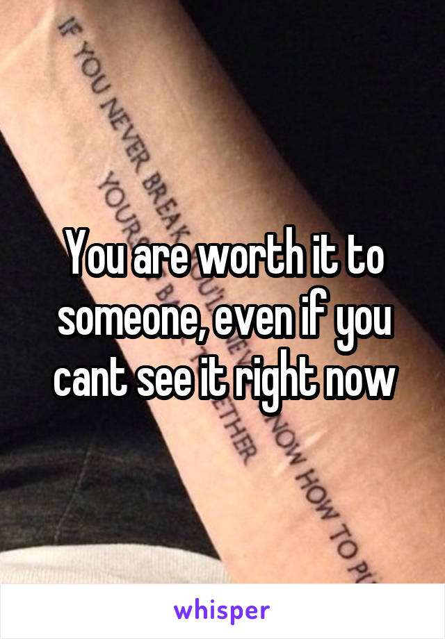 You are worth it to someone, even if you cant see it right now