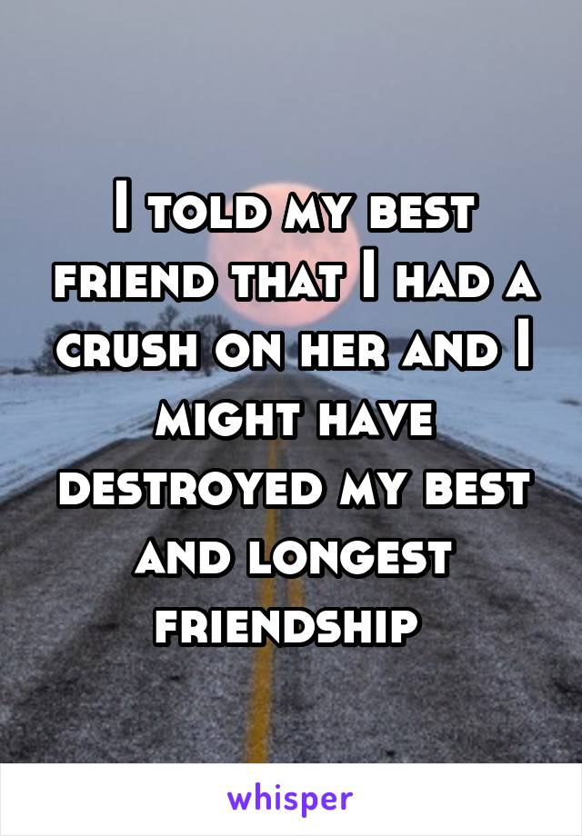 I told my best friend that I had a crush on her and I might have destroyed my best and longest friendship 