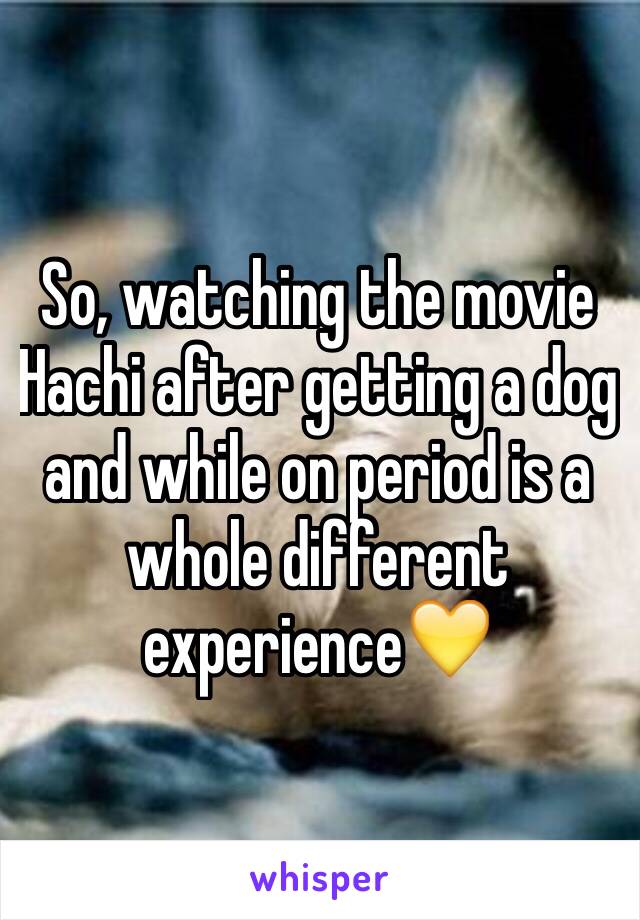 So, watching the movie Hachi after getting a dog and while on period is a whole different experience💛