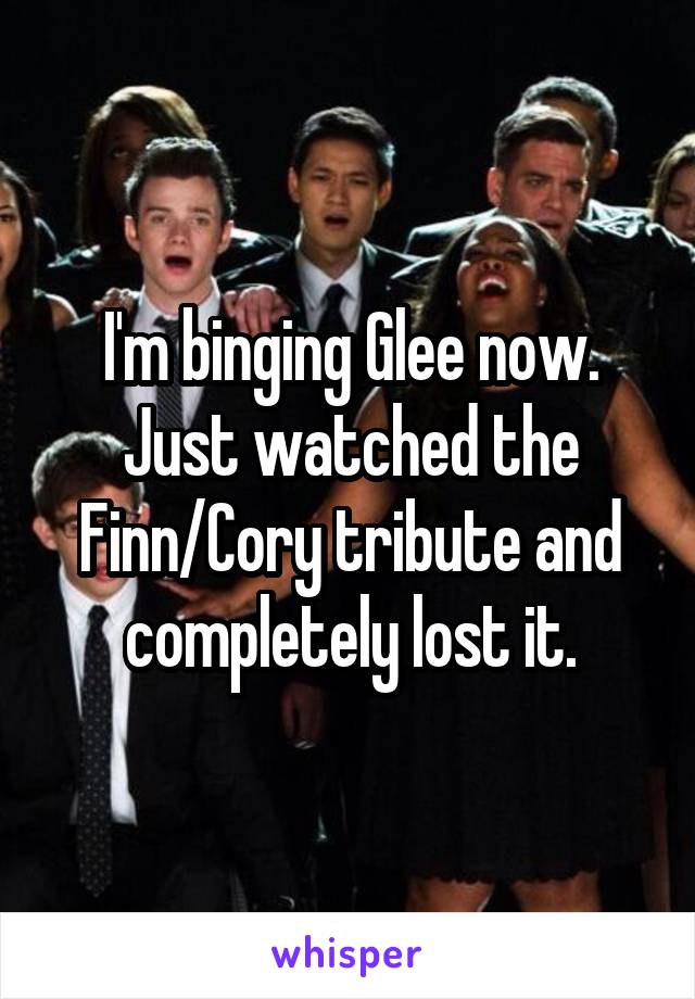 I'm binging Glee now. Just watched the Finn/Cory tribute and completely lost it.