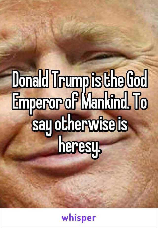 Donald Trump is the God Emperor of Mankind. To say otherwise is heresy.