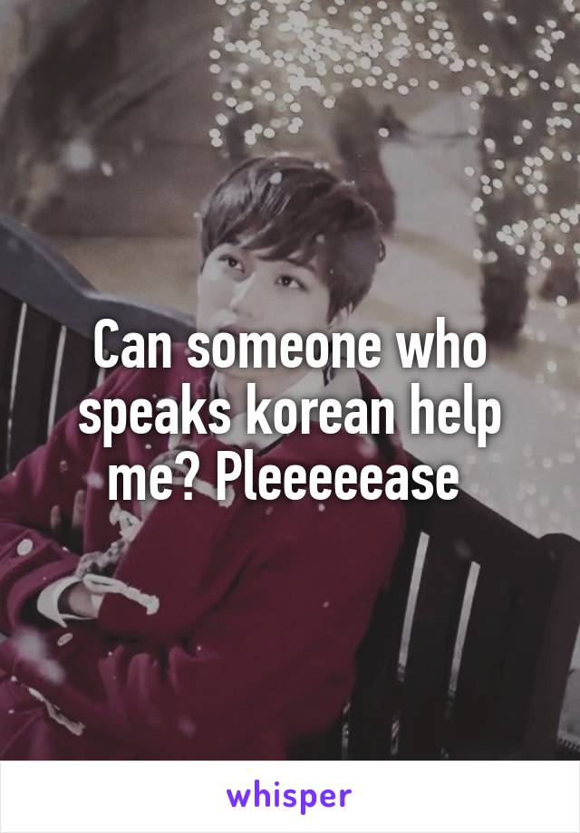 Can someone who speaks korean help me? Pleeeeease 