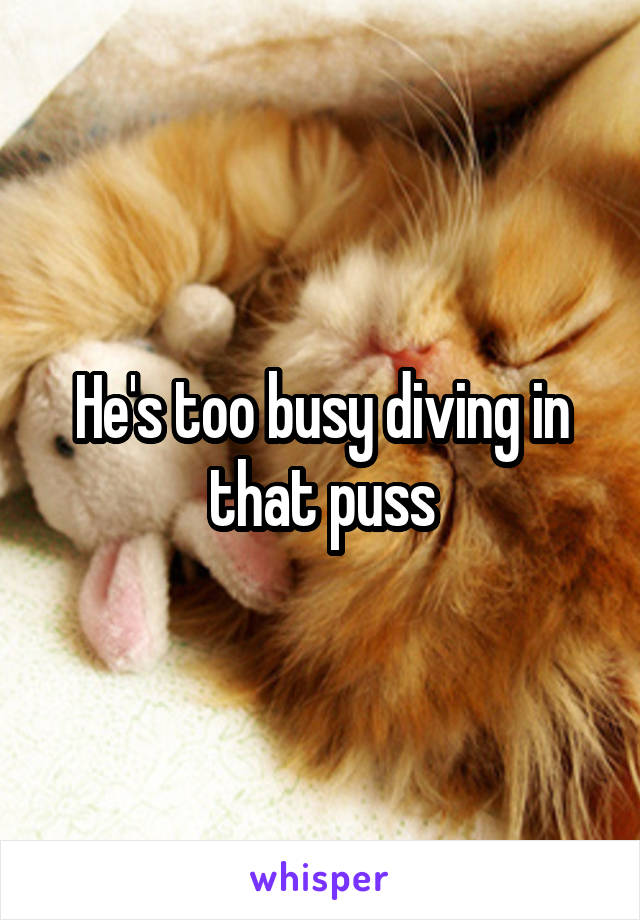 He's too busy diving in that puss