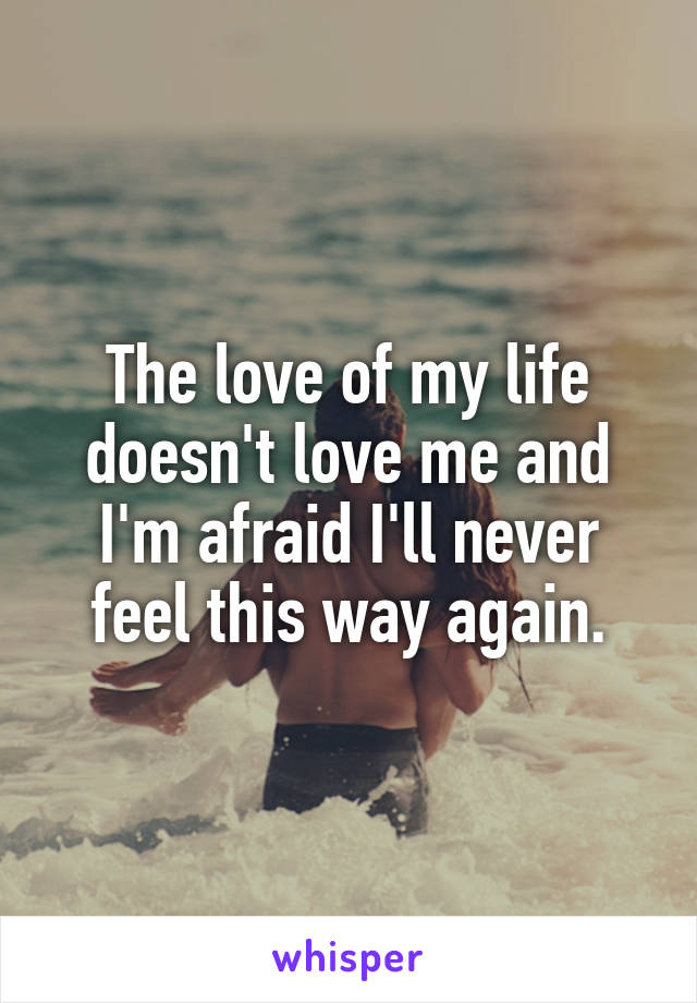 The love of my life doesn't love me and I'm afraid I'll never feel this way again.