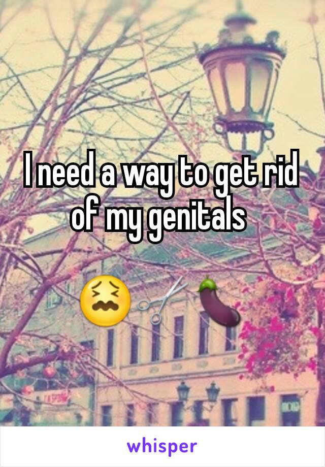 I need a way to get rid of my genitals 

😖✂🍆