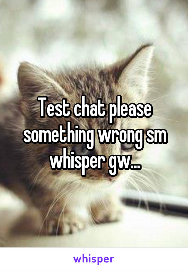 Test chat please something wrong sm whisper gw...