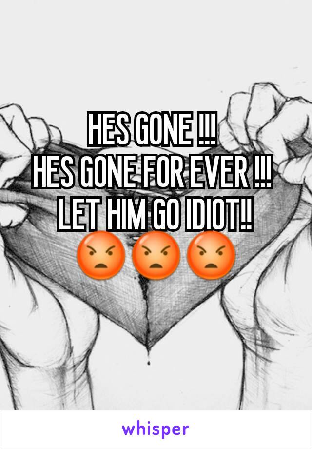 HES GONE !!! 
HES GONE FOR EVER !!! 
LET HIM GO IDIOT!!
😡😡😡