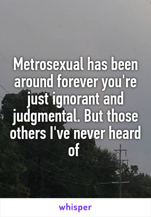 Metrosexual has been around forever you're just ignorant and judgmental. But those others I've never heard of 