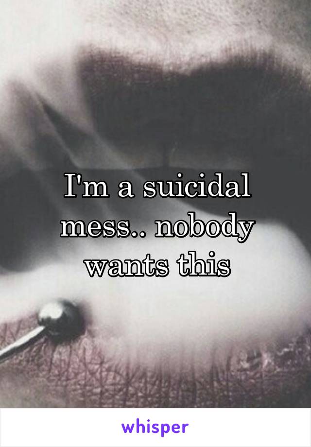 I'm a suicidal mess.. nobody wants this