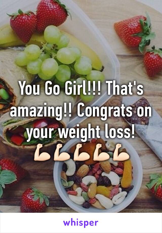 You Go Girl!!! That's amazing!! Congrats on your weight loss! 
💪🏻💪🏻💪🏻💪🏻💪🏻