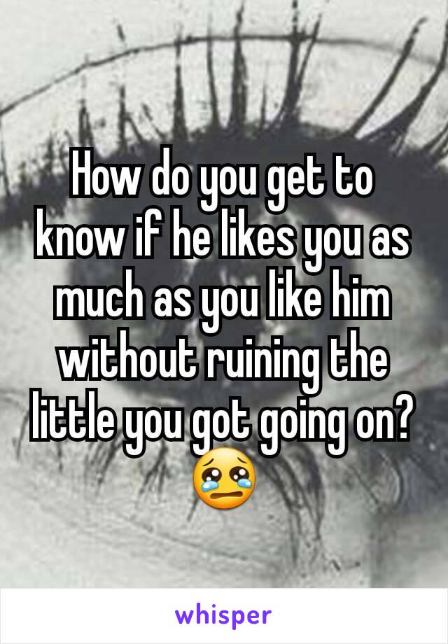 How do you get to know if he likes you as much as you like him without ruining the little you got going on? 😢